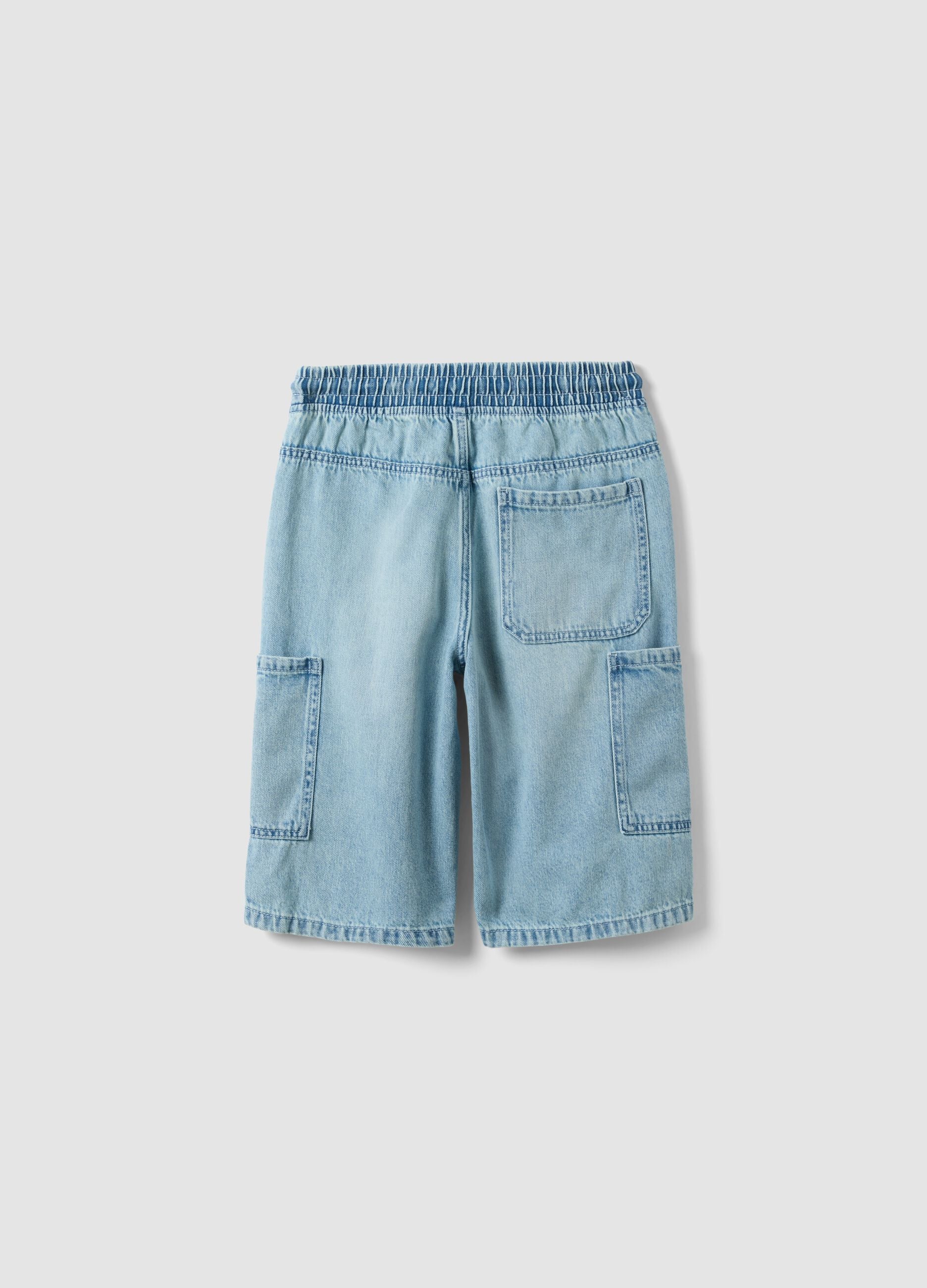 Shorts baggy denim azzurri in misto cotone da ragazzo regular fit