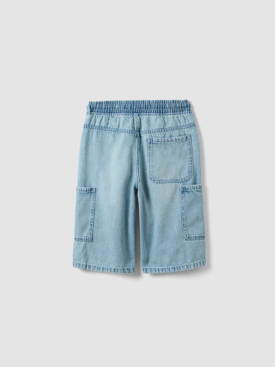 Shorts baggy denim azzurri in misto cotone da ragazzo regular fit_4