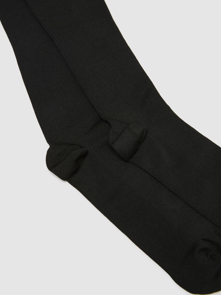 Black long socks in stretch fabric_1