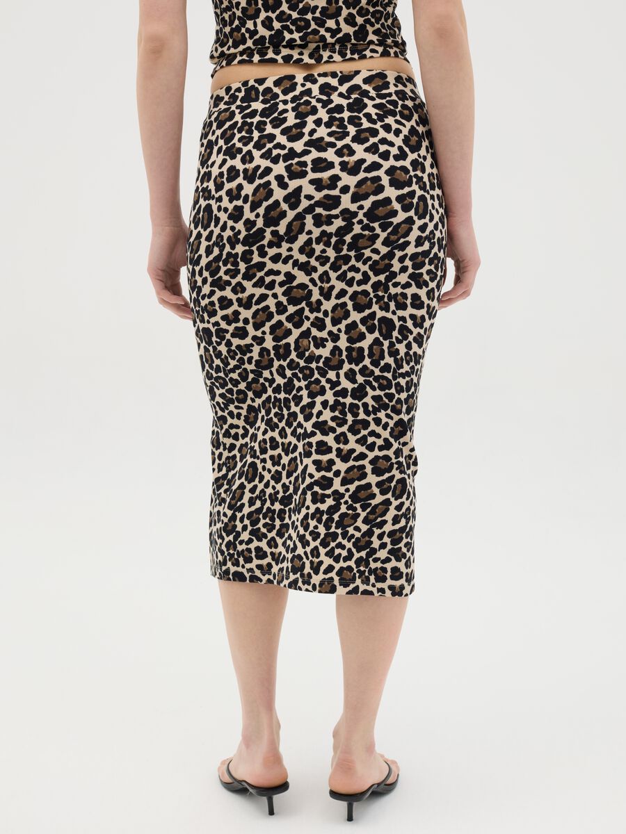 Leopard Print Stretch Midi Skirt Ovs_3