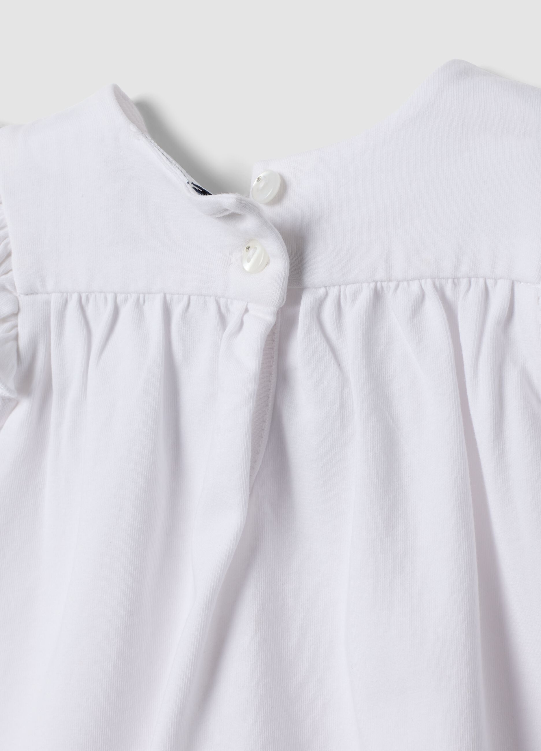 Blue and white pure cotton set with blouse and shorts