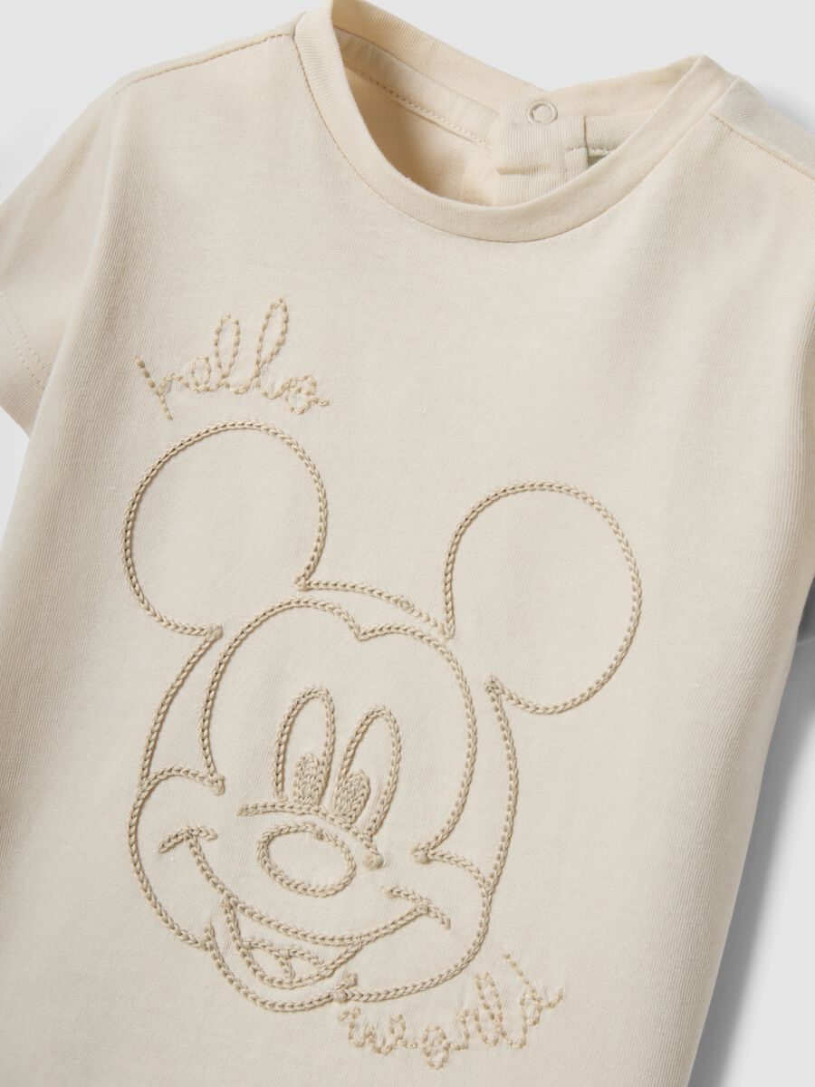 Set t-shirt in puro cotone beige per neonati con stampa Mickey Mouse_2