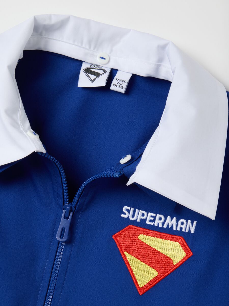 Grembiule da bambino in misto cotone blu con ricamo Superman_2