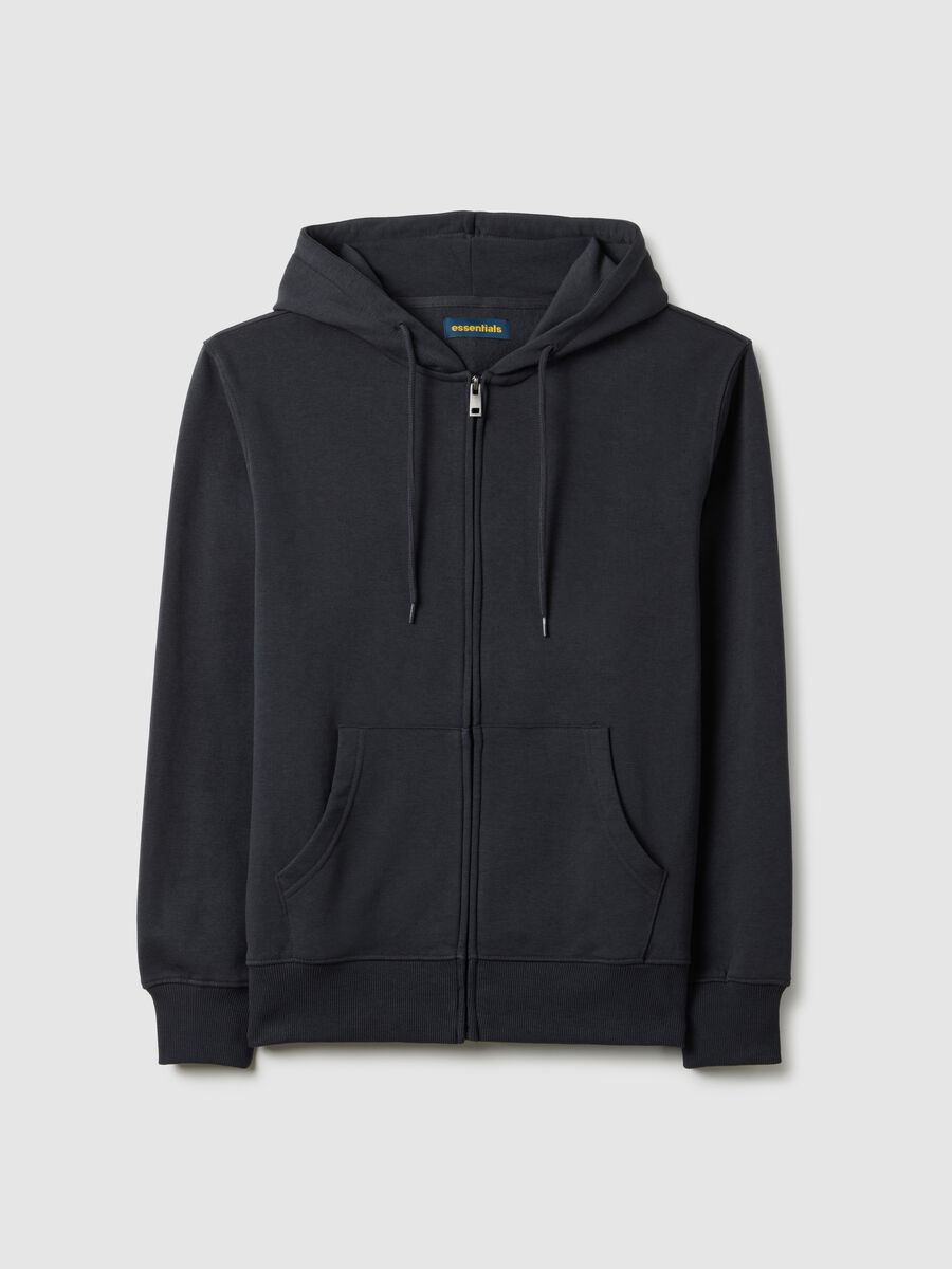 Felpa in misto cotone nera regular fit con zip e cappuccio_4
