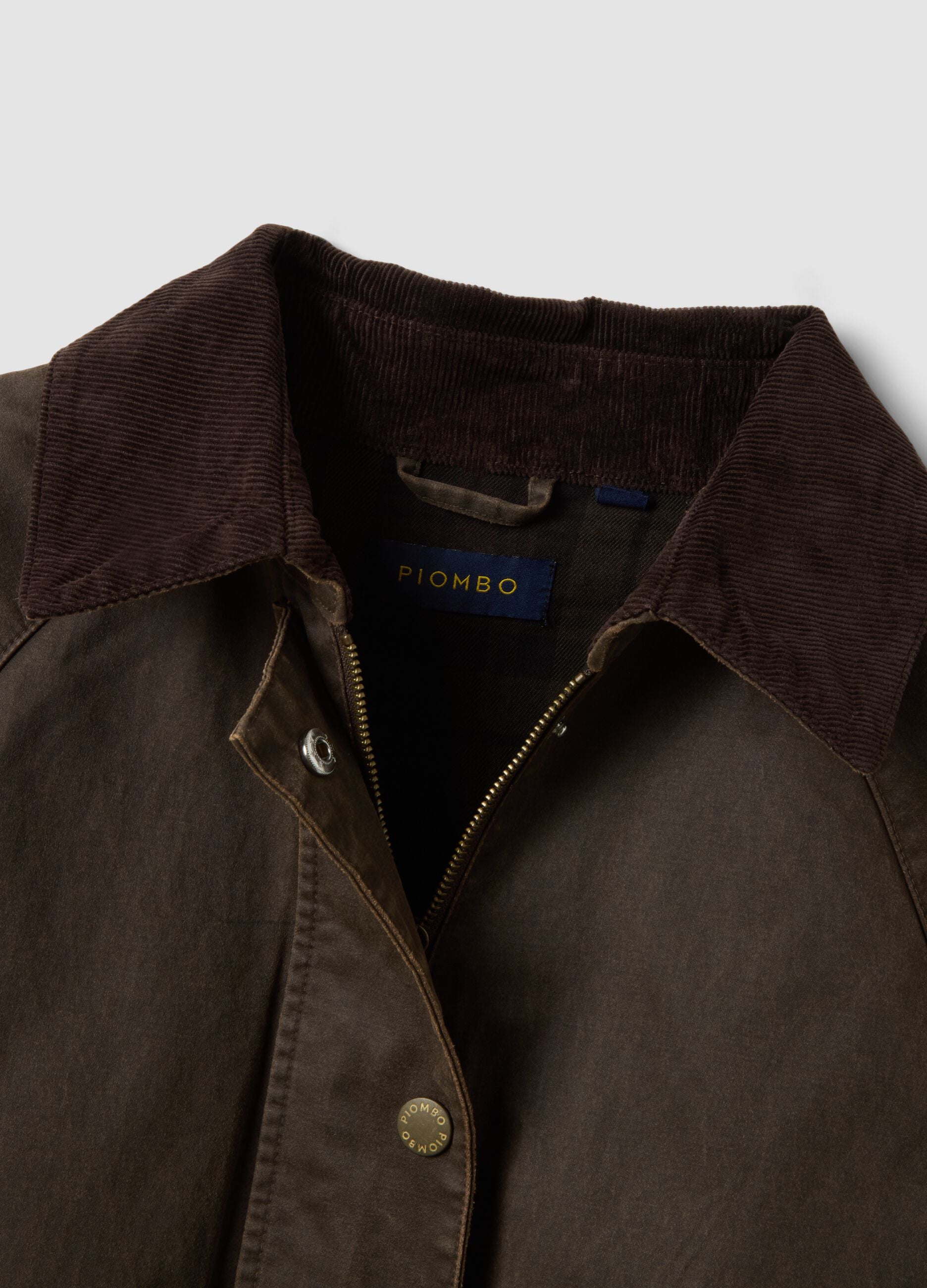 Brown cotton-blend parka with velvet collar