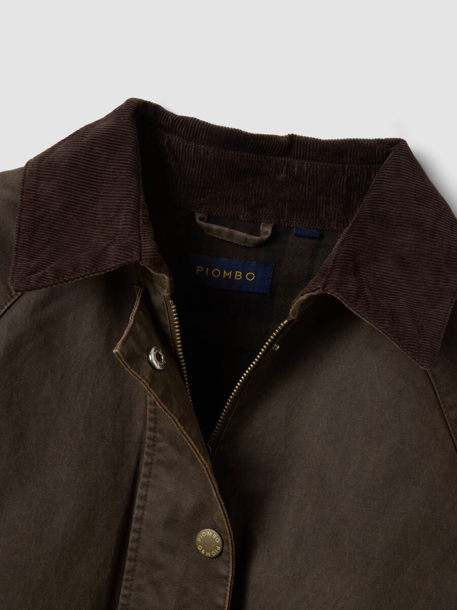 Brown cotton-blend parka with velvet collar_1