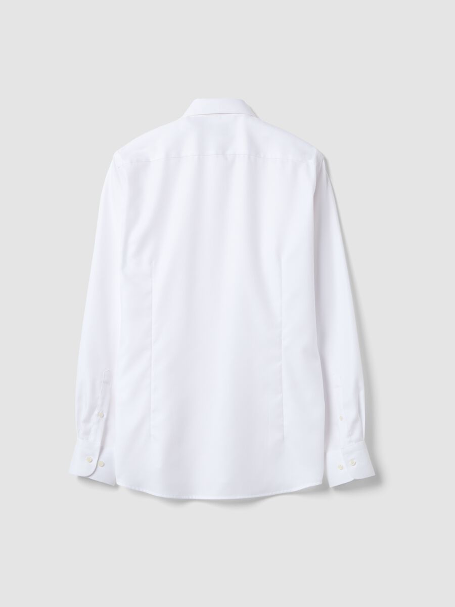 Camicia bianca slim fit in puro cotone con collo francese_5