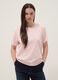 Pink pure cotton T-shirt with embroidered neckline_2
