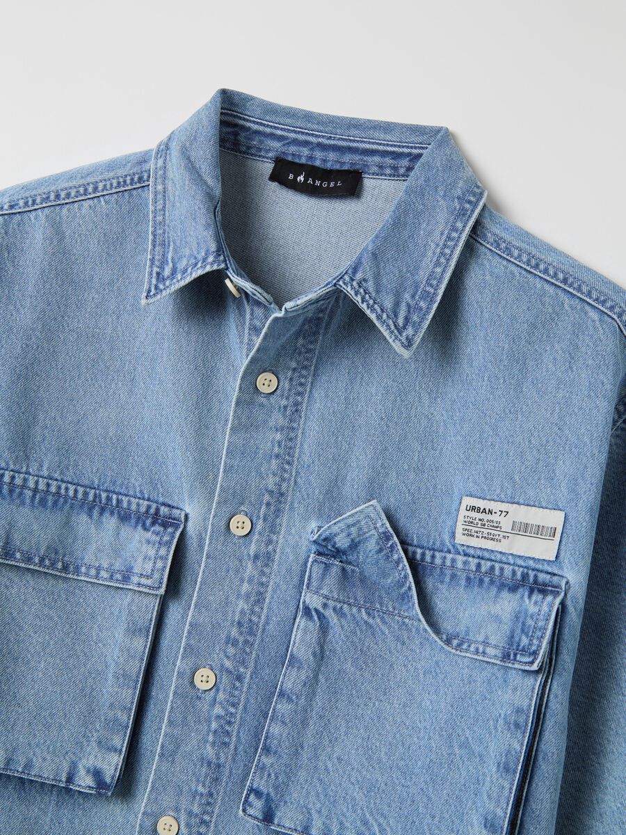 Short-sleeved denim shirt_5