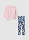 Girl's pink and blue cotton blend outfit with Stitch print_1