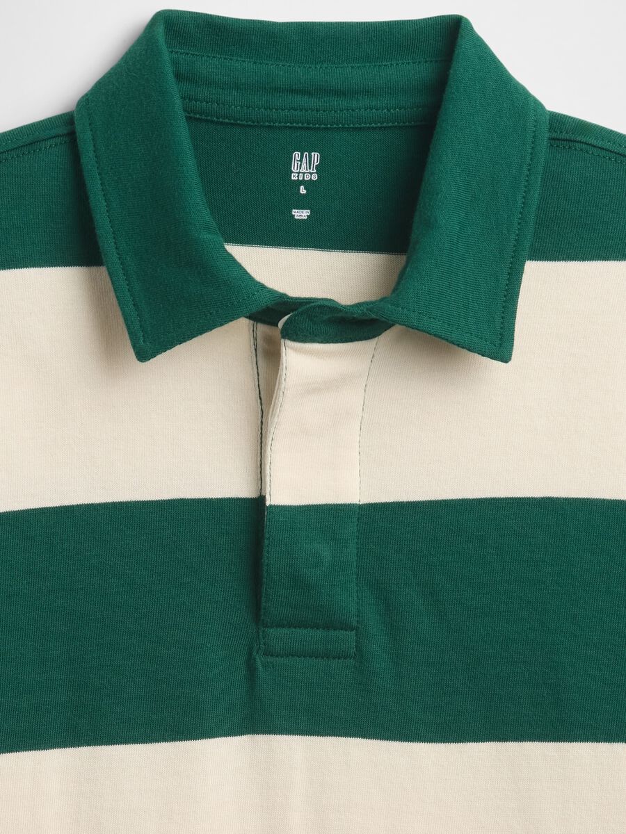 Green and beige long sleeve cotton polo_2