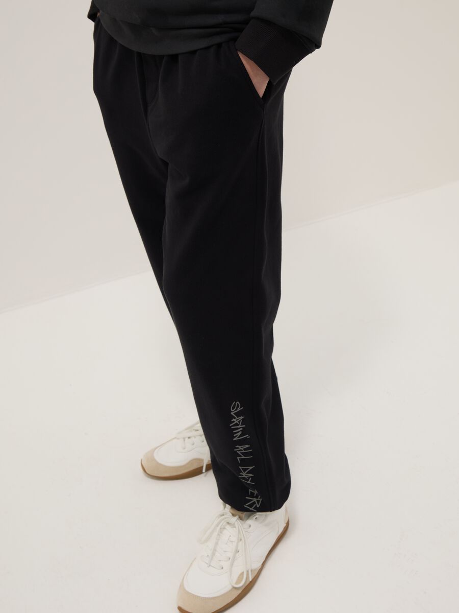 Jogger in puro cotone neri da ragazzo regular fit_2