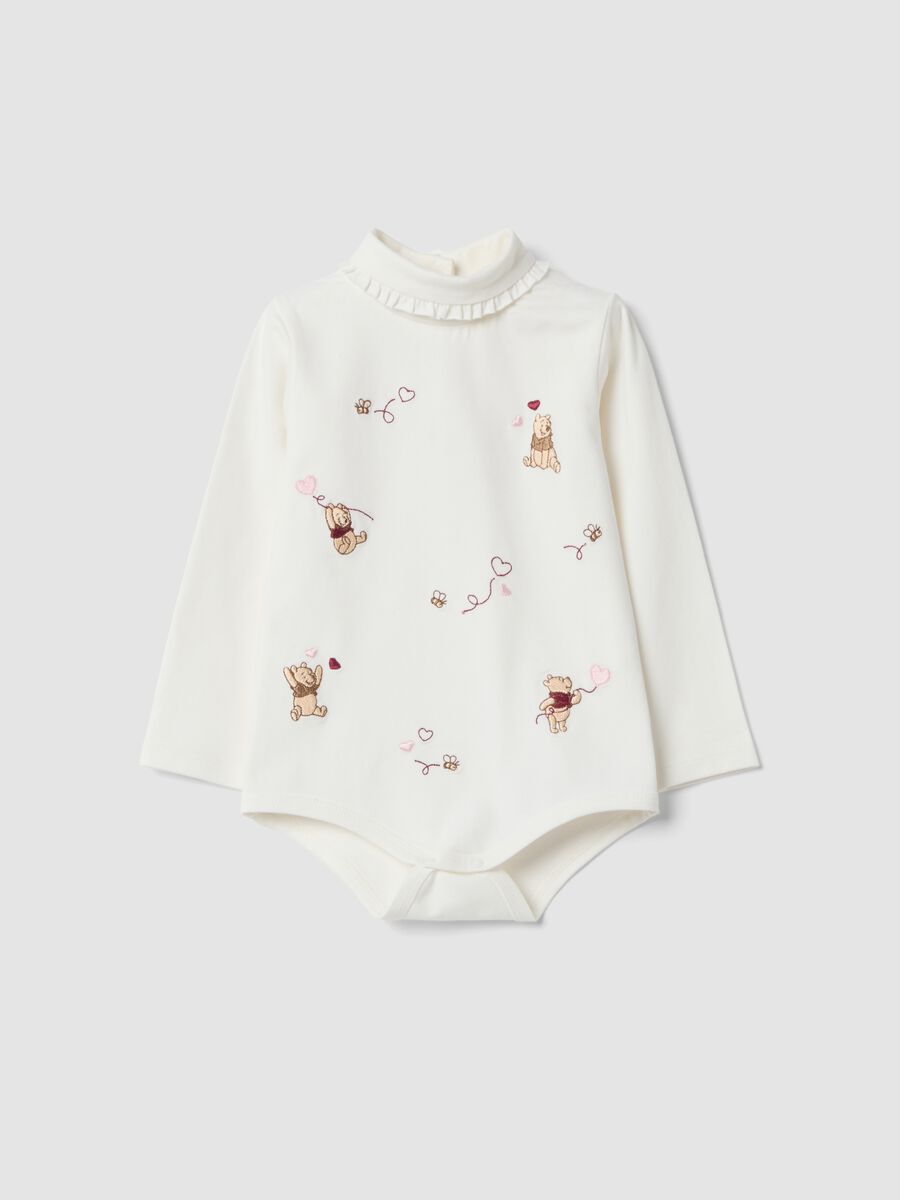 Body bianco in cotone organico elasticizzato con stampe Winnie The Pooh_0