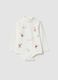White organic stretch cotton bodysuit with Winnie the Pooh prints_0