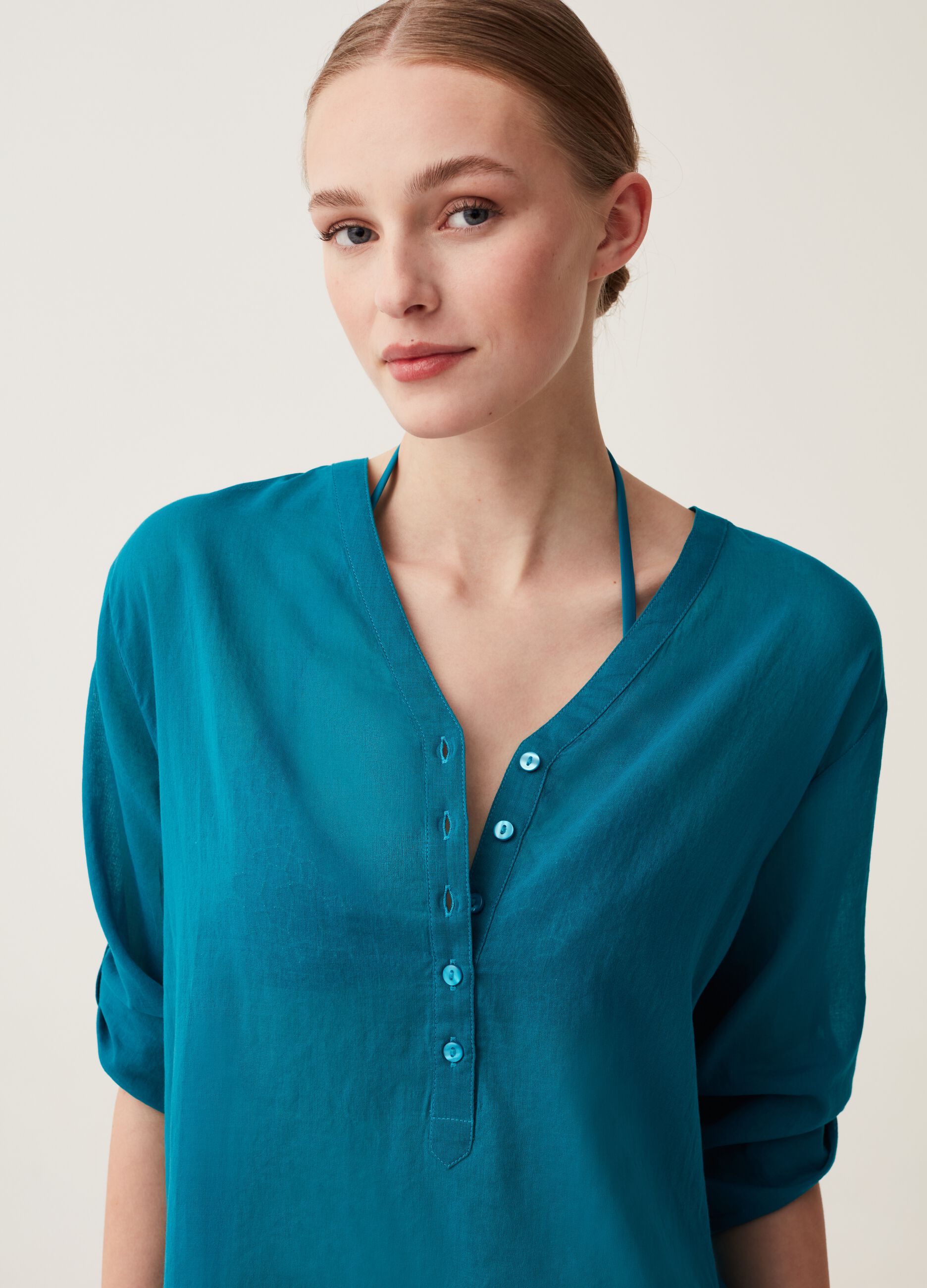 Camicia copri costume in cotone_1