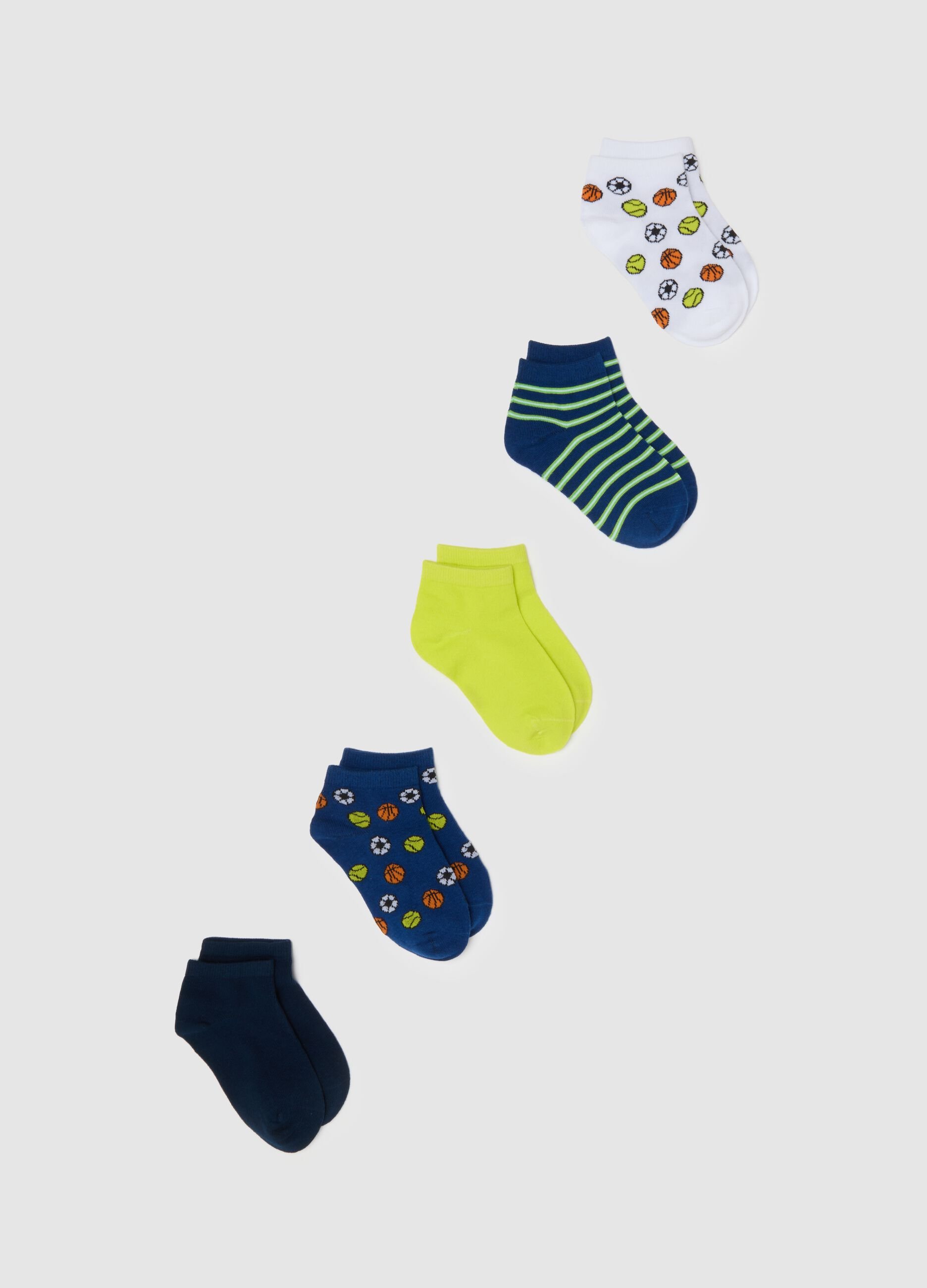 Multipack of children's short cotton blend socks with multicolour designs
