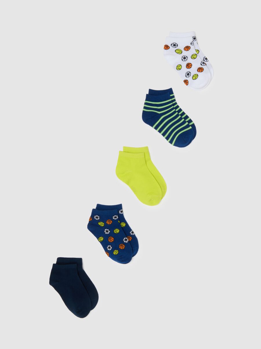 Multipack of children's short cotton blend socks with multicolour designs_0