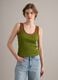 Green pure cotton ribbed tank top_2