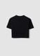 T-shirt nera cropped in puro cotone con stelle applicate per ragazza_1