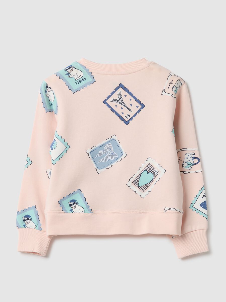 Girl's pink pure cotton sweatshirt, regular fit with print_1