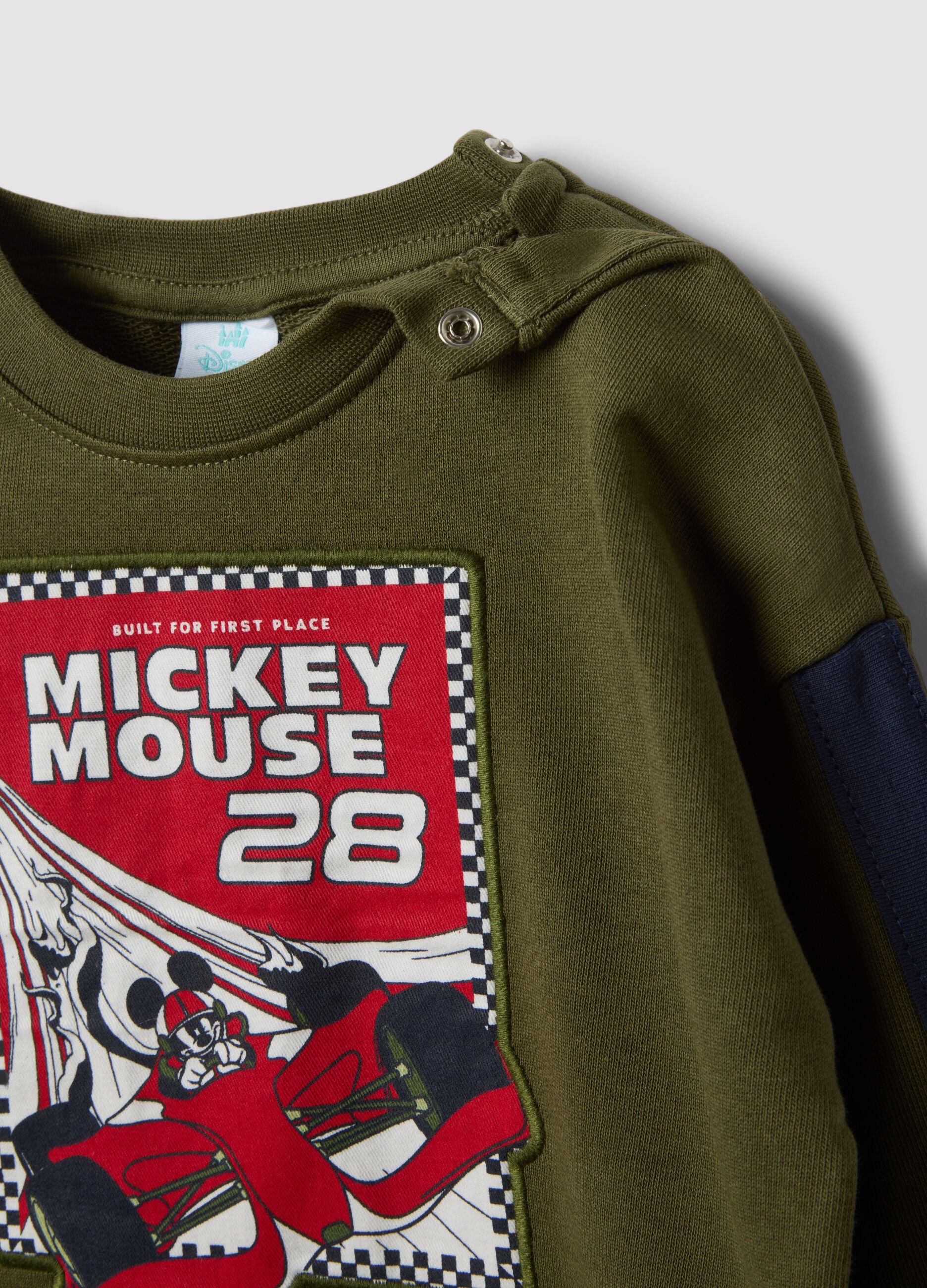 Completo jogging verde in puro cotone con stampa Mickey