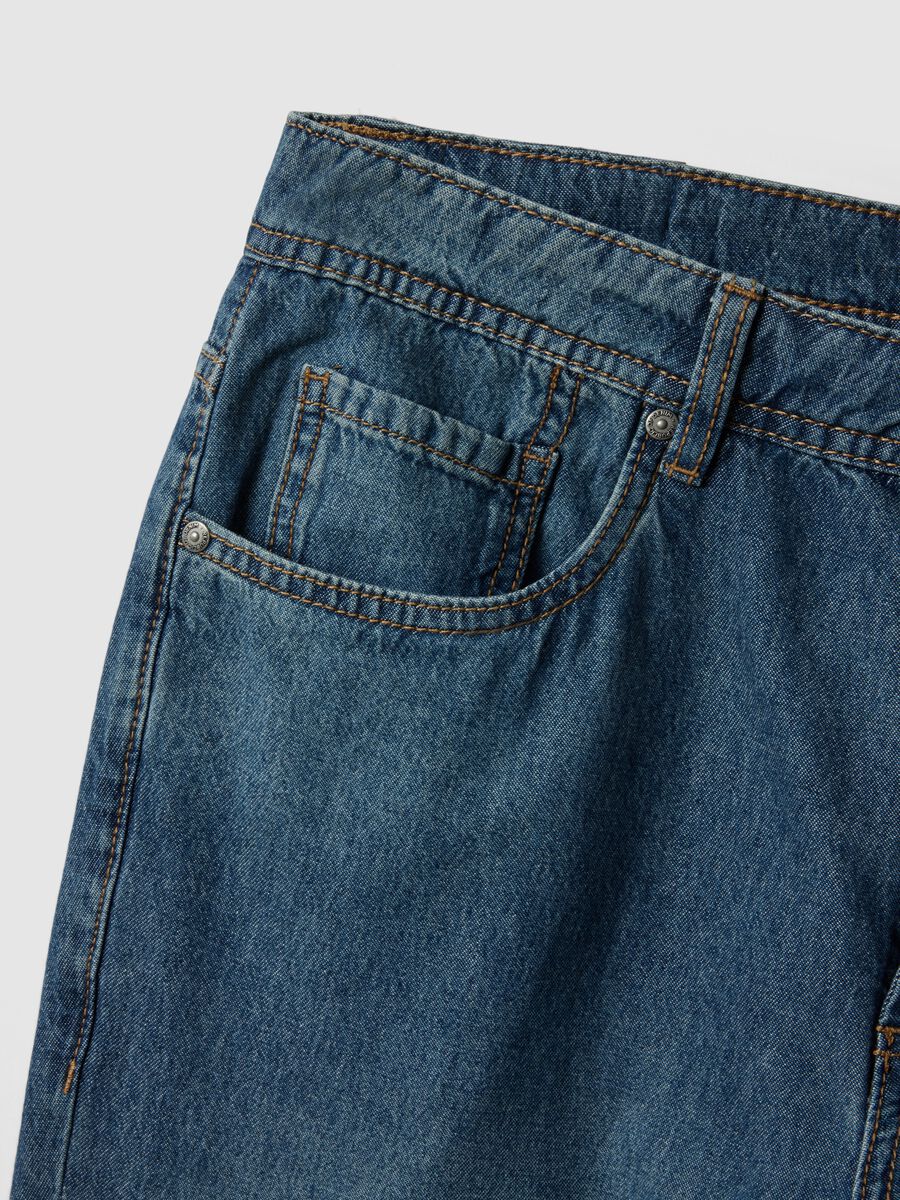 Regular fit blue denim jeans in pure cotton_5