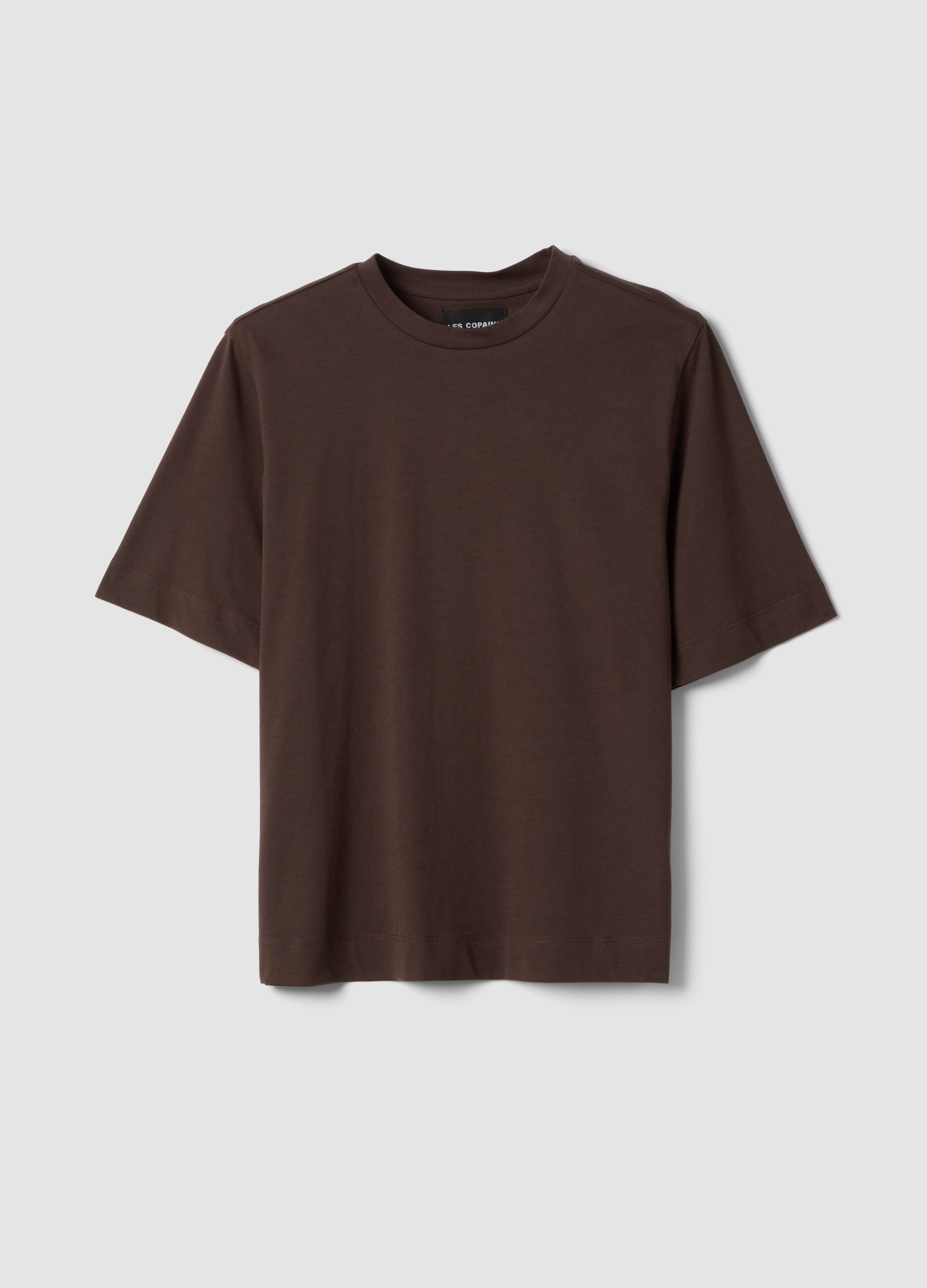 Brown pure cotton short-sleeve T-shirt