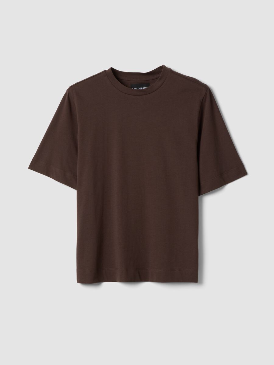 Brown pure cotton short-sleeve T-shirt_0