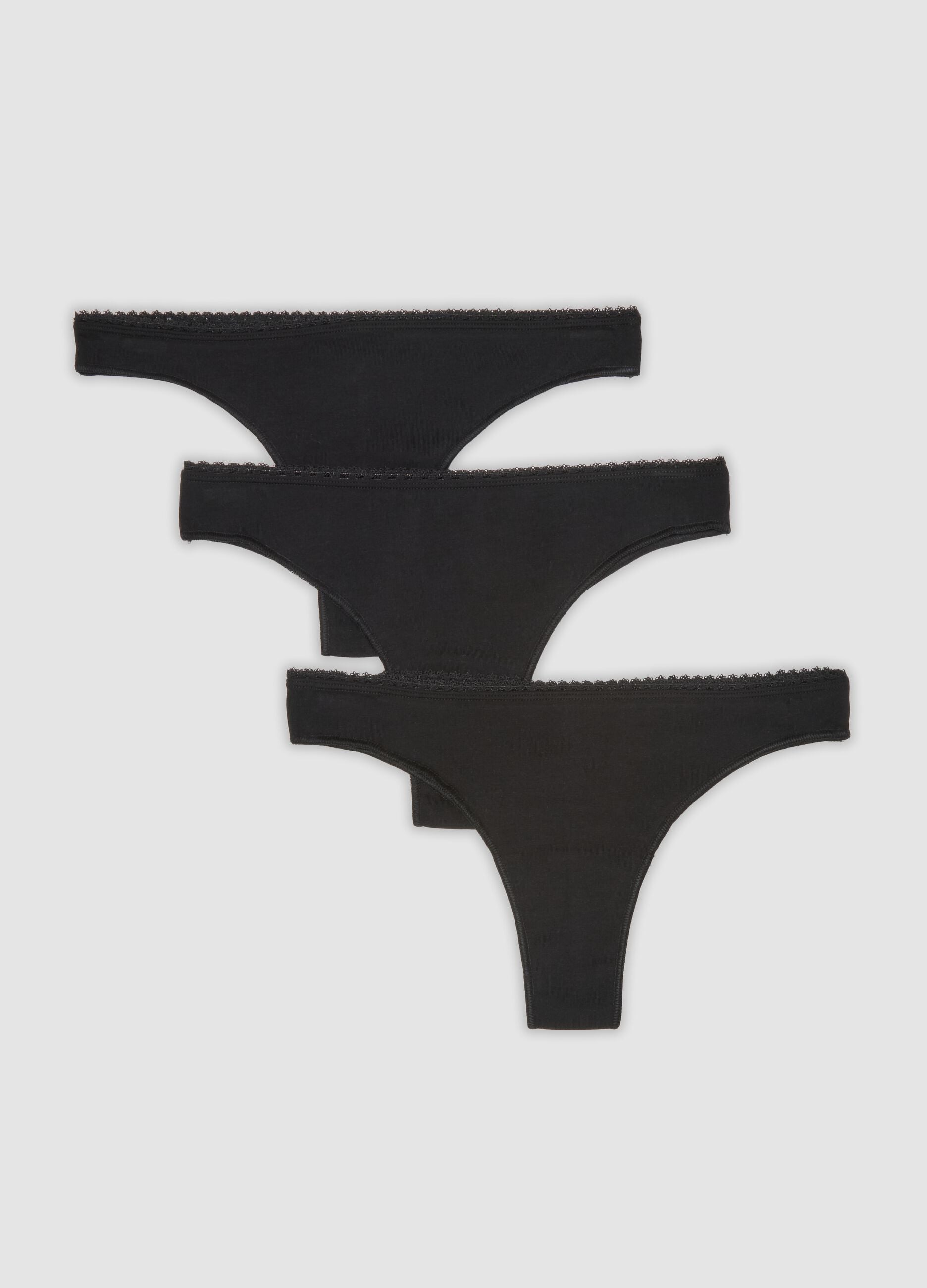 Tripack di slip brasiliane nere in cotone organico elasticizzato