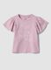Girls&rsquo; pink pure cotton T-shirt with frill sleeves and rhinestones_0