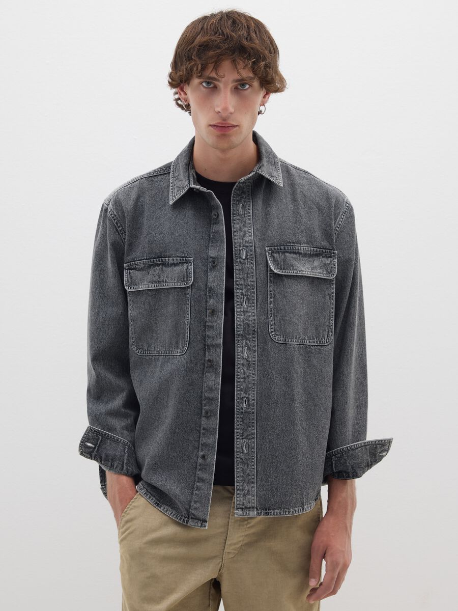 Grey pure cotton shirt regular fit_0