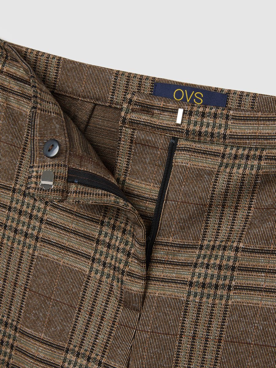 Brown Check Flare Trousers_5