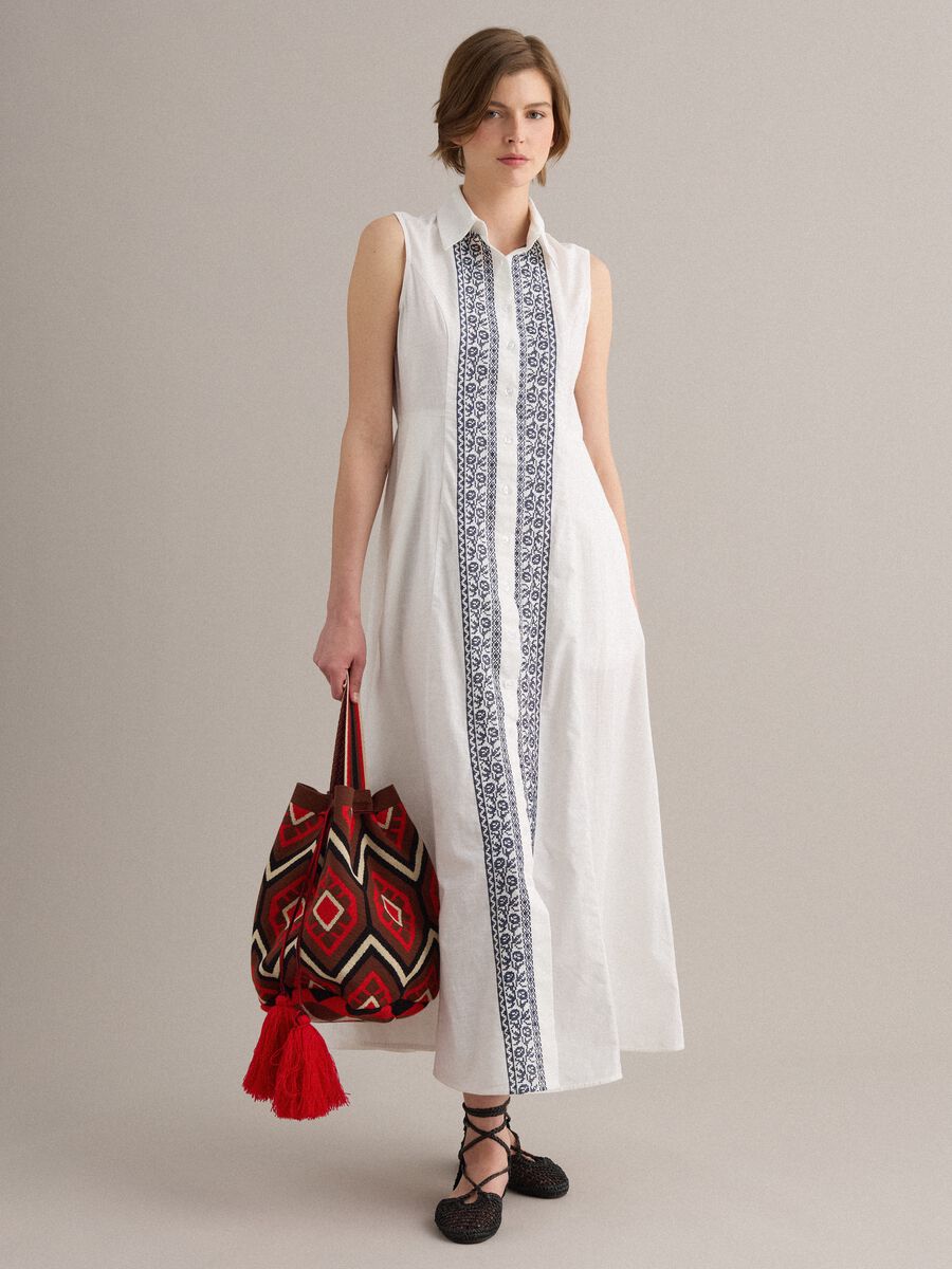 Beach bag with tassels and multicolour ethnic details_1