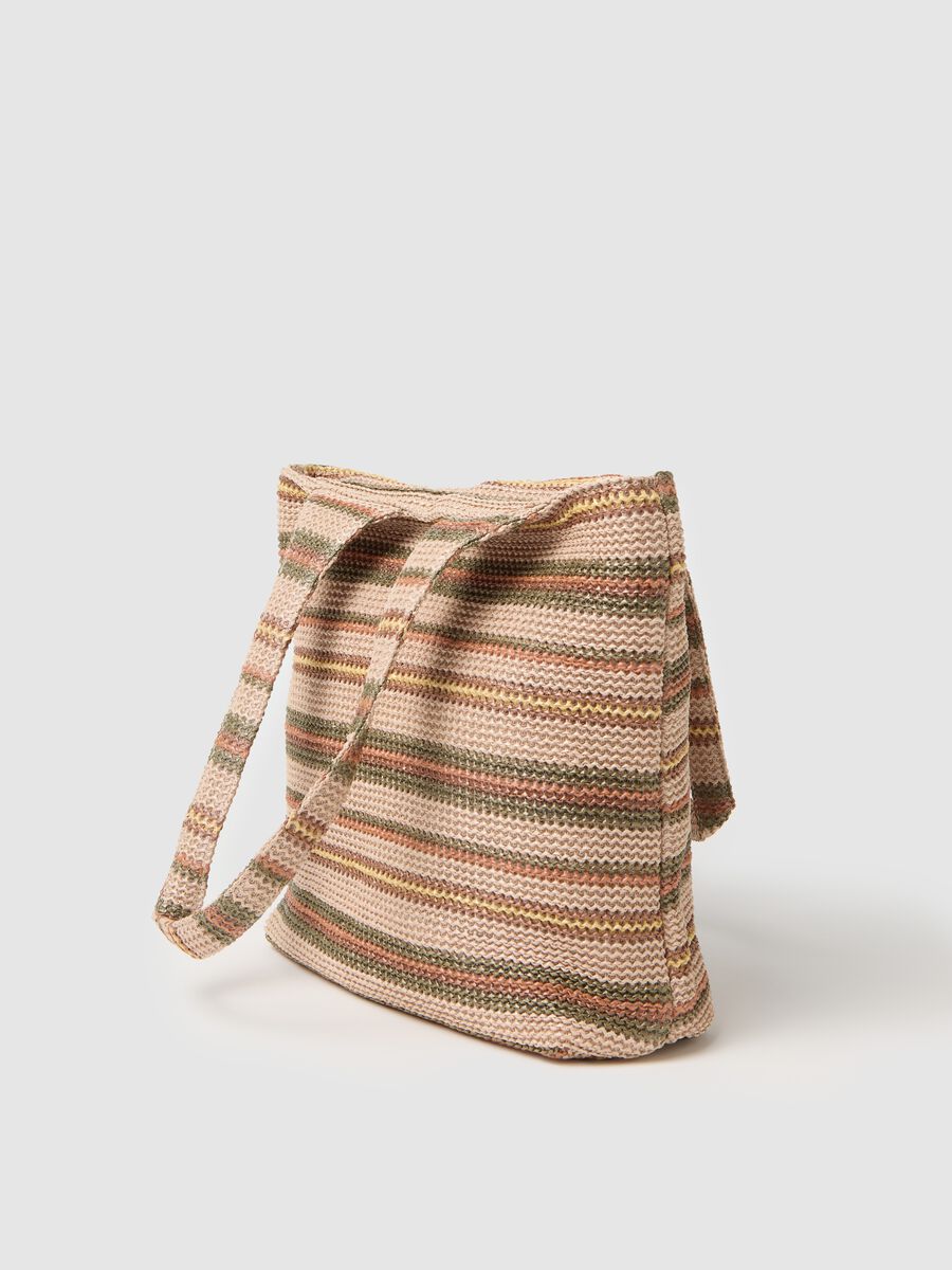 Multicoloured striped beach bag in mixed materials by Ovs_1
