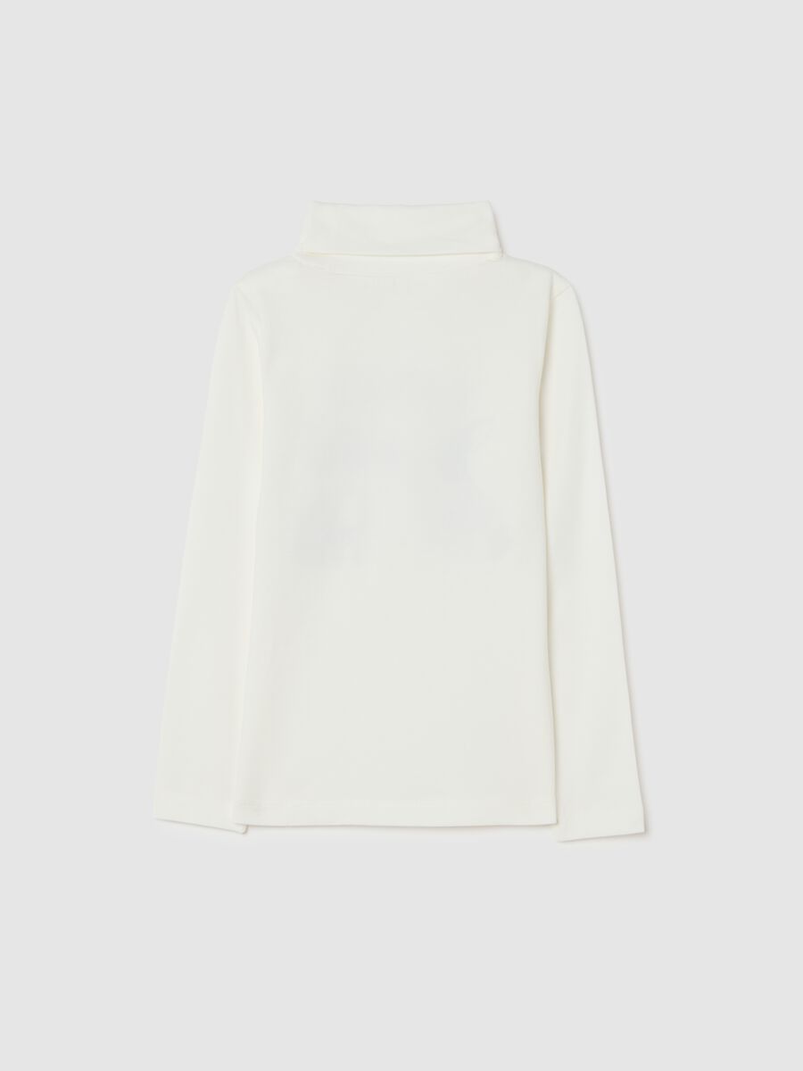 T-shirt da bambina in cotone elasticizzato bianca con stampa_1