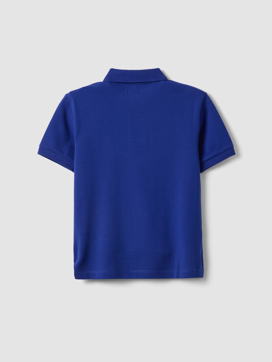 Polo in cotone elasticizzato blu da bambino regular fit_1