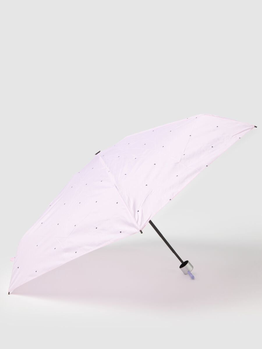 Compact Pink Umbrella with Heart Design_1