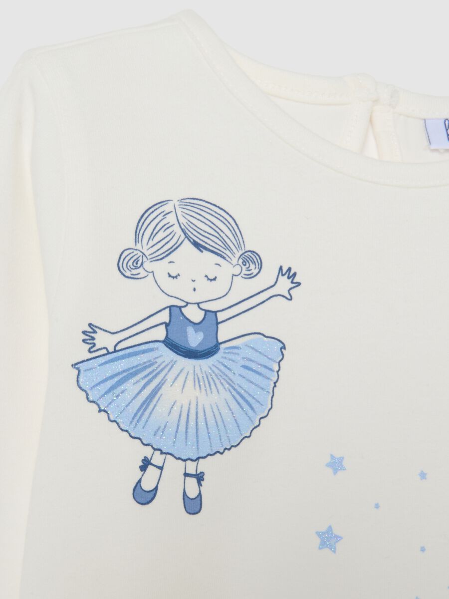 White cotton regular fit girl’s t-shirt with print_2