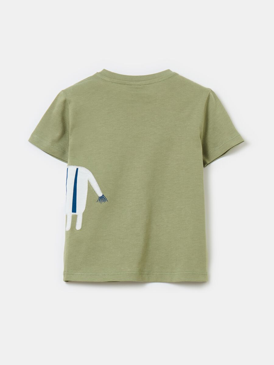 T-shirt in cotone con ricamo e patch zebra_1