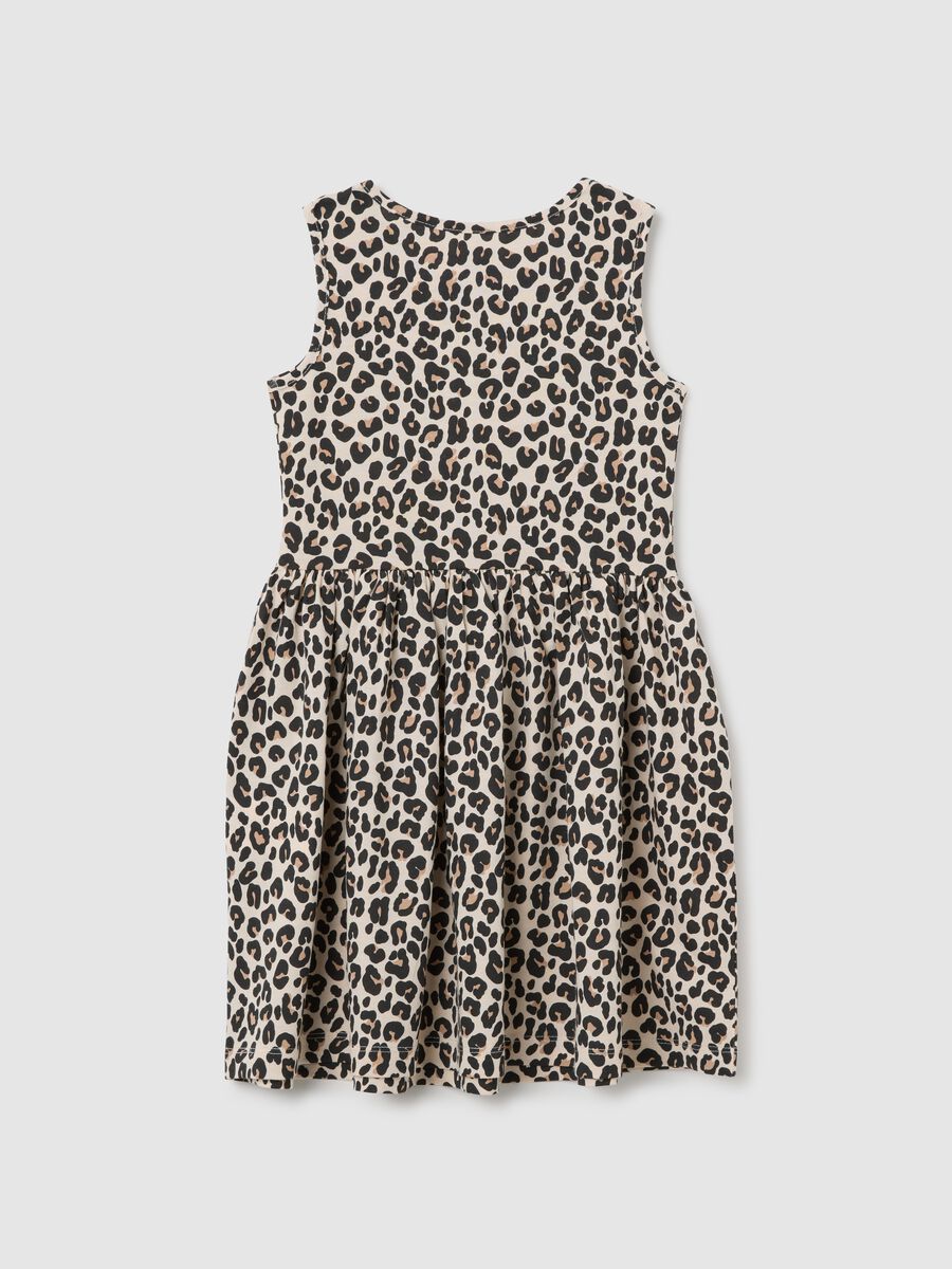Girls' dress in pure cotton, multicolour leopard print, regular fit_1