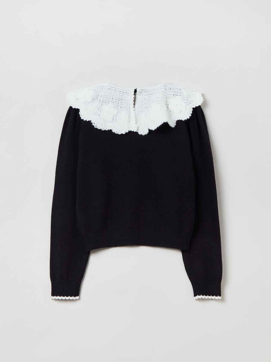 Pullover con colletto peter pan e fiocco_1