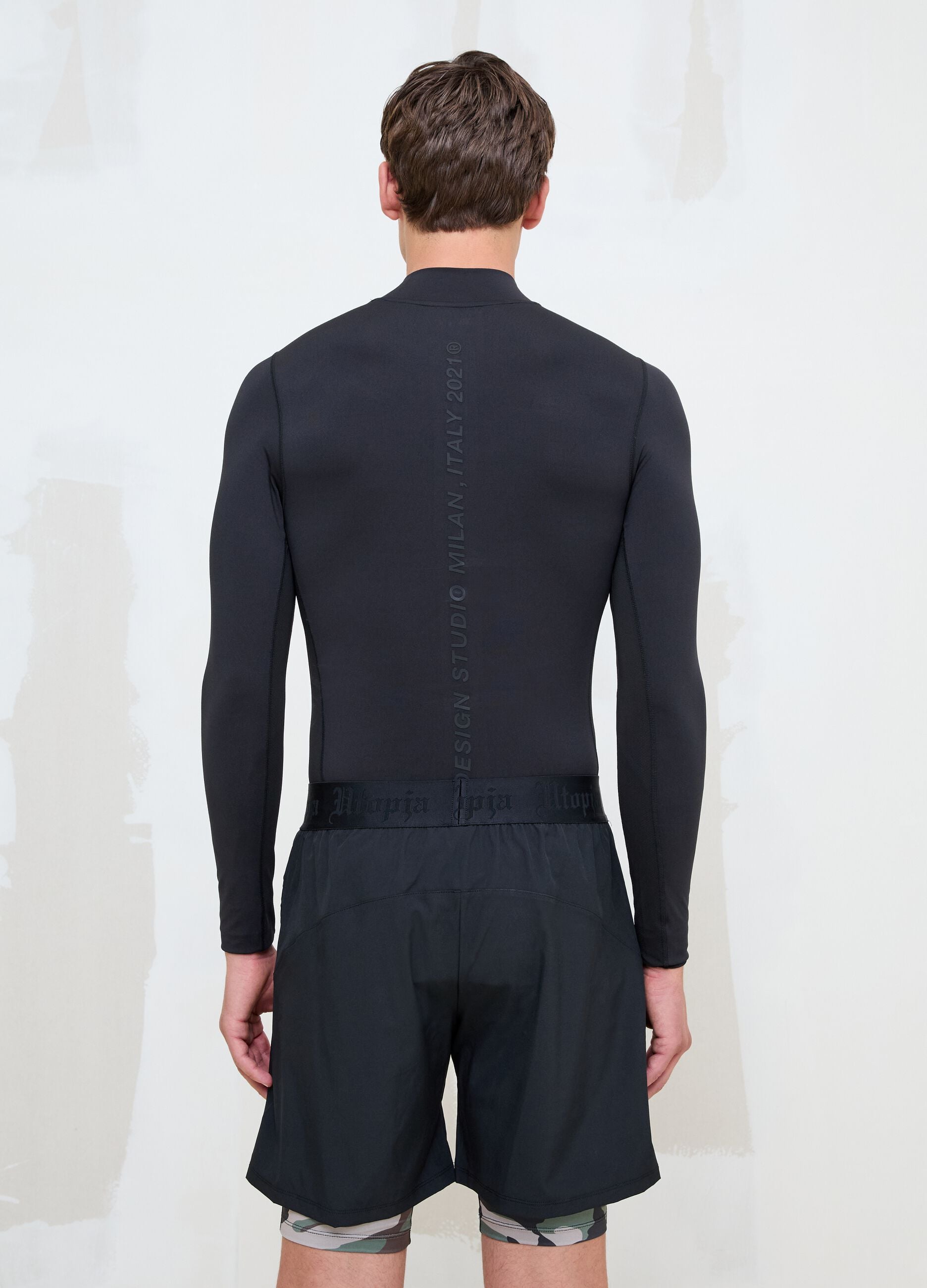 Black Technical Mock-Neck Longsleeve