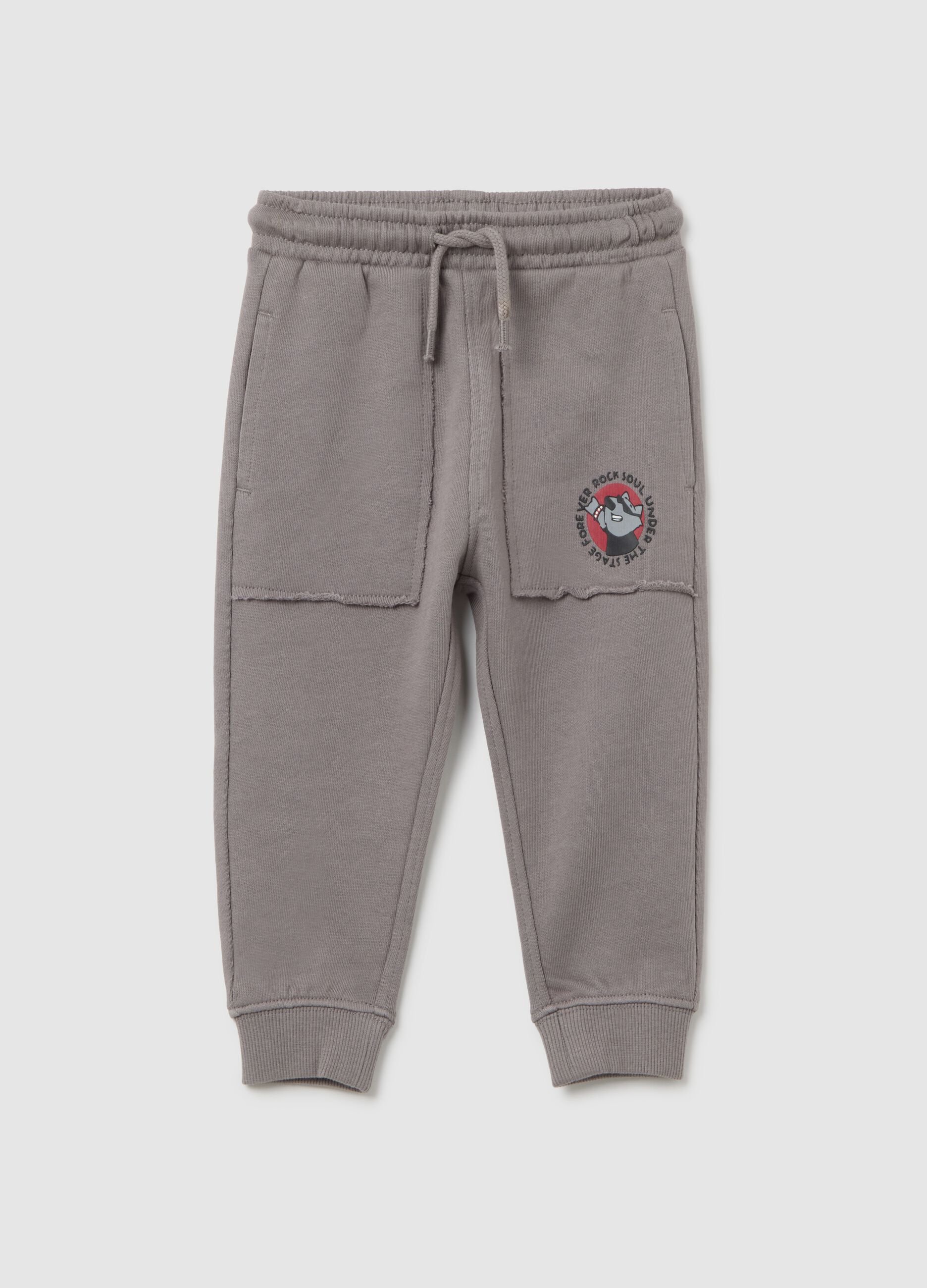 Children's jogger in pure grey cotton