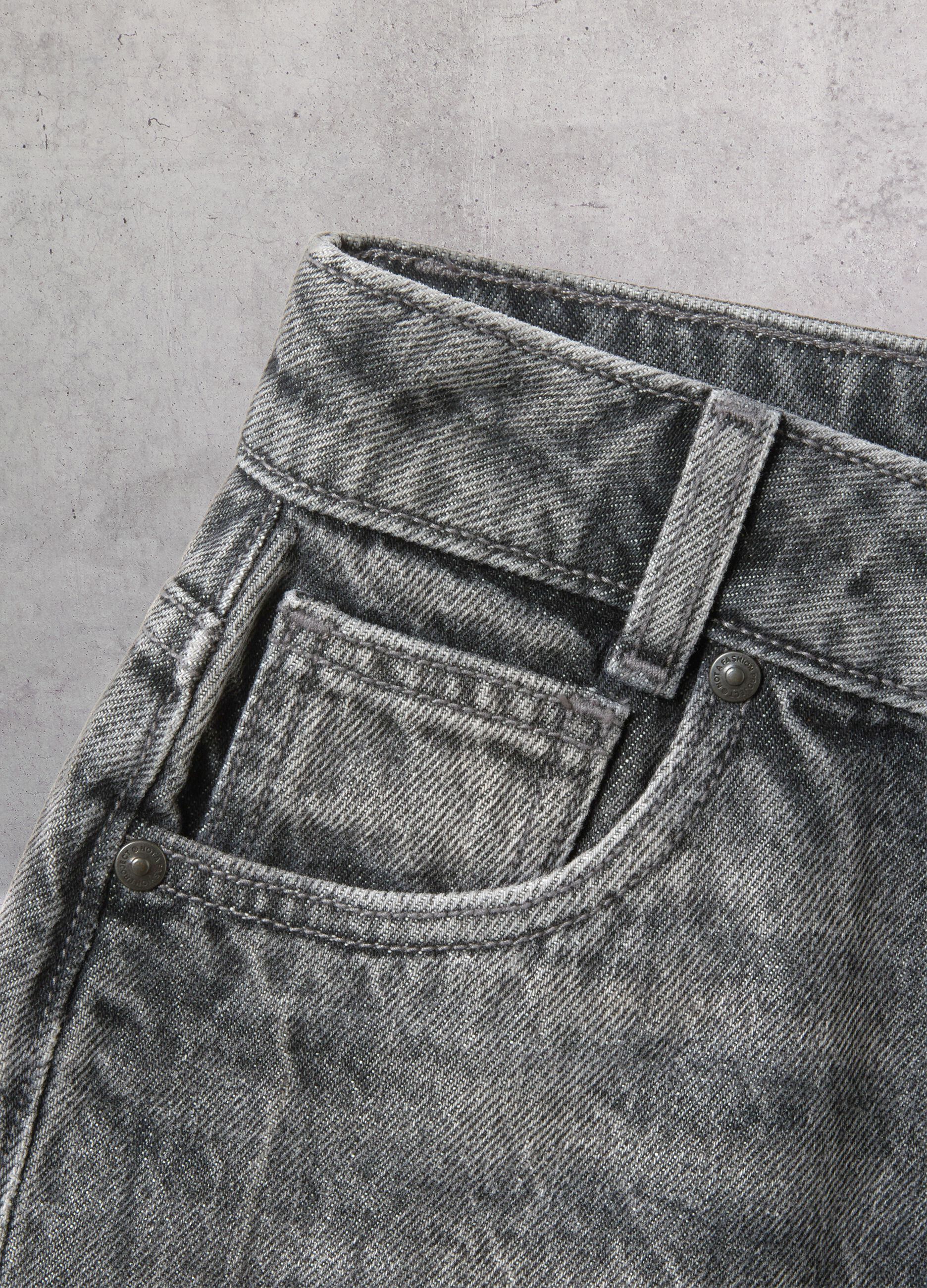 Washed Grey Mini Denim Skirt