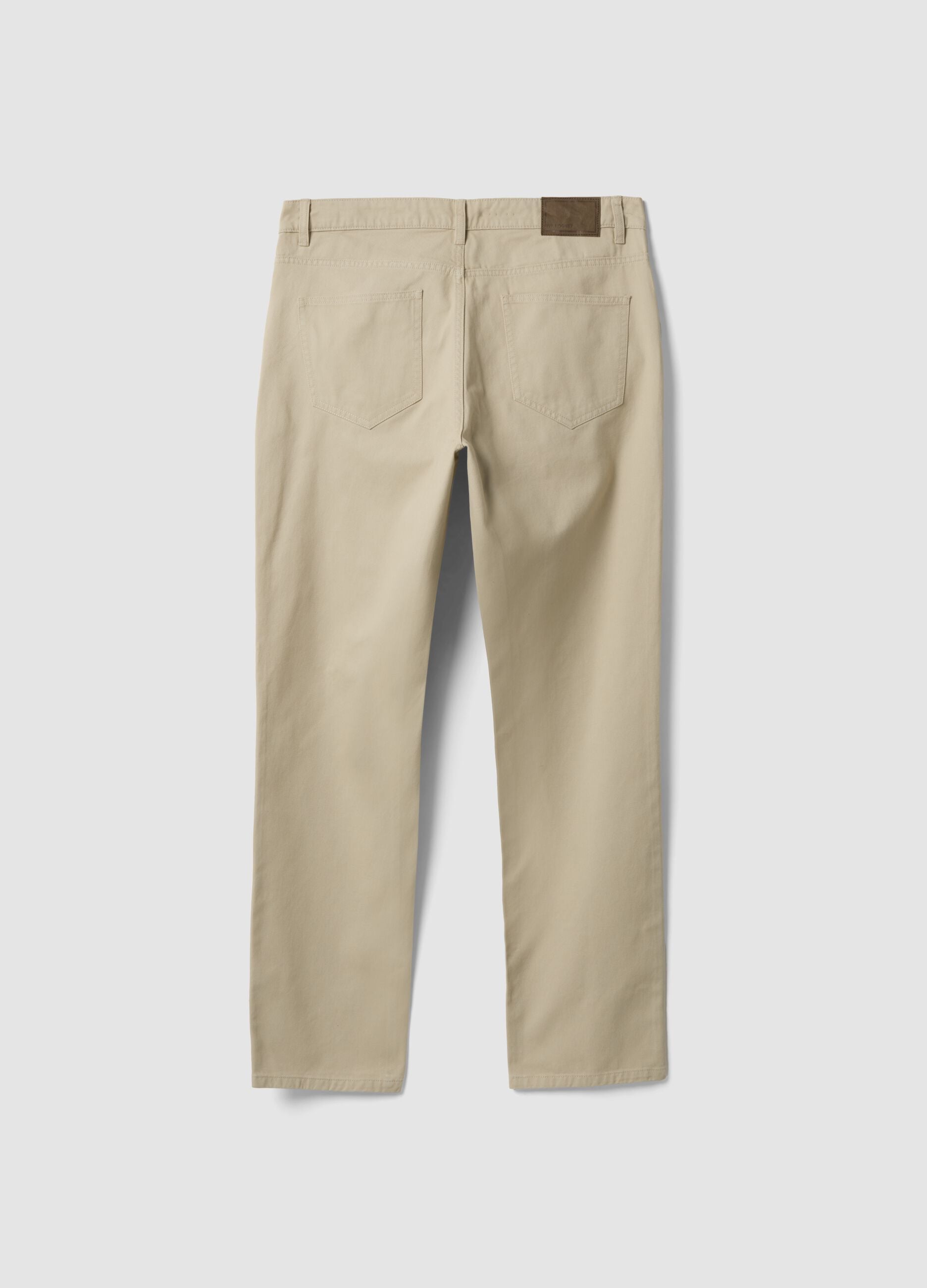 Beige pure cotton five-pocket trousers