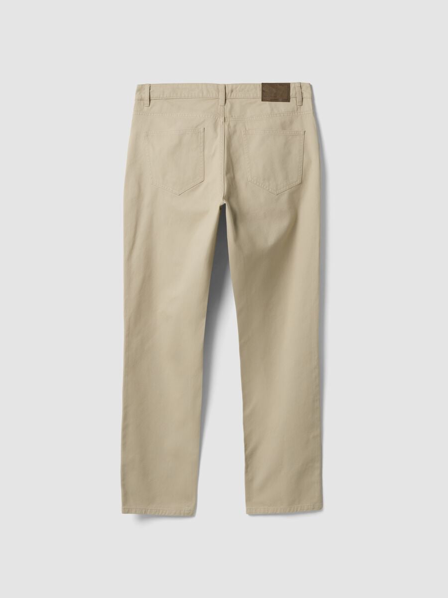 Beige pure cotton five-pocket trousers_1
