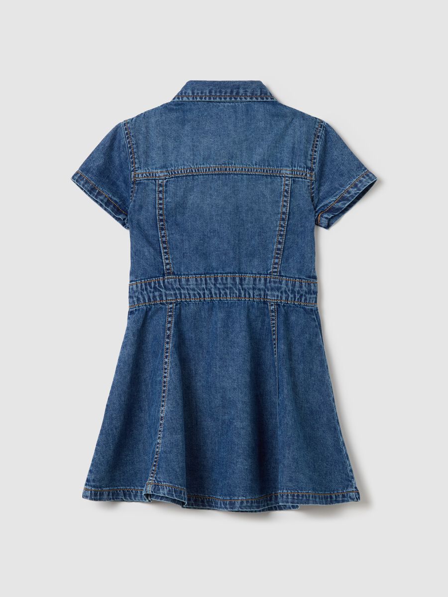Short-sleeved dress in denim_1