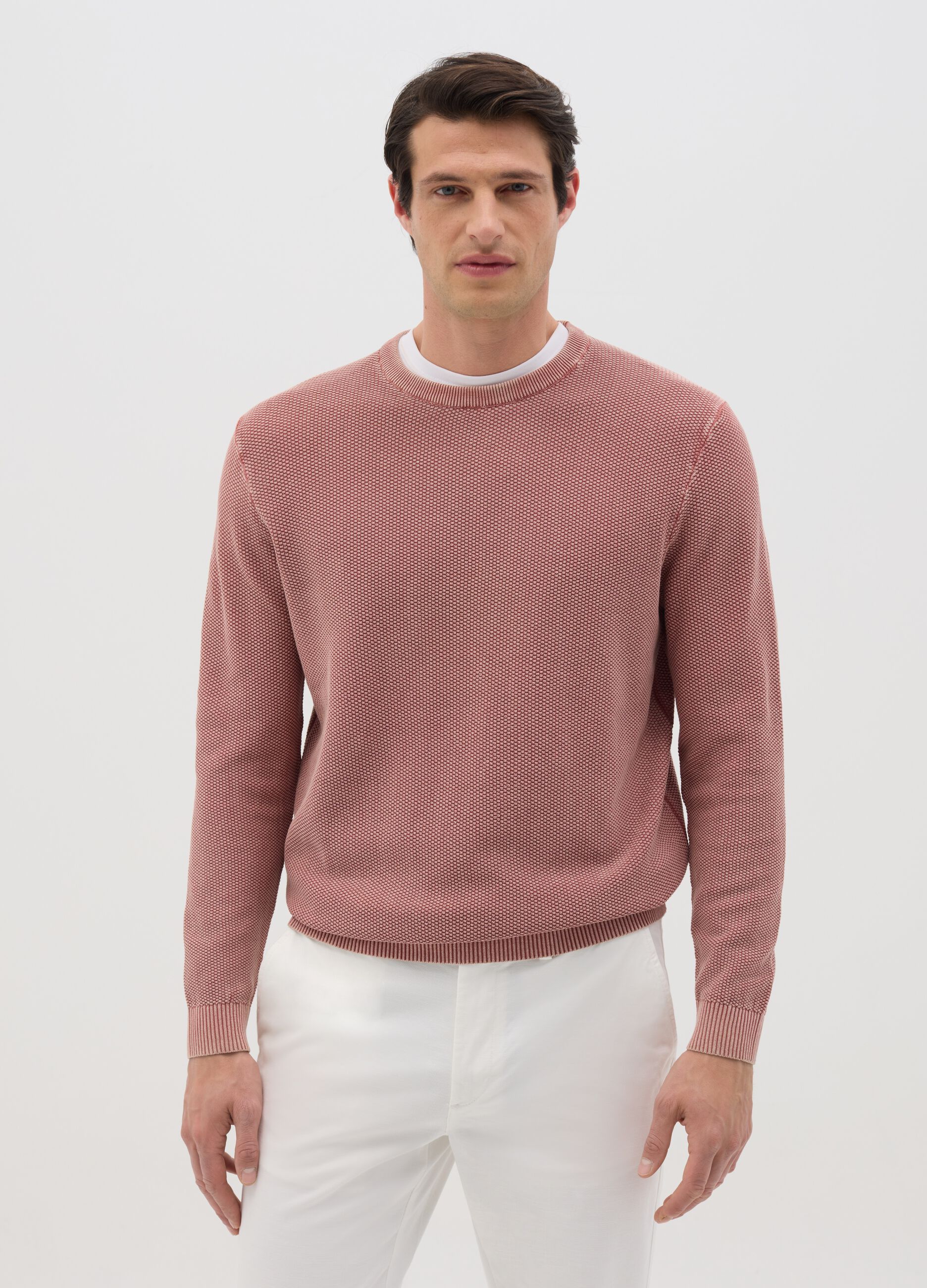 Men's regular fit pink pure cotton sweater