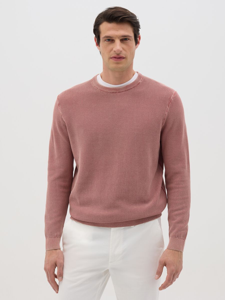 Men's regular fit pink pure cotton sweater_0