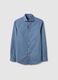Blue shirt with micro-checks in stretch cotton regular fit_4